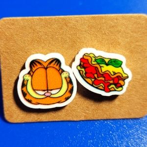 Garfield and Lasagna Acrylic Stud Earrings